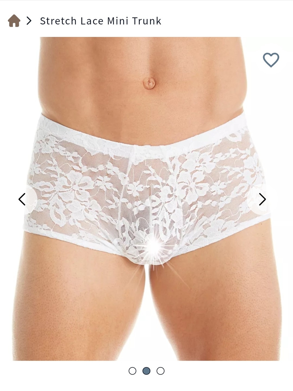 Men's White Lace Boxer Briefs - Sheer Floral Design